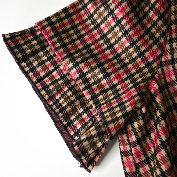 TOMMY HILFIGER Red Tan Olive Green Black Plaid Houndstooth Shift Dress - Size 4 - Picture 13 of 14